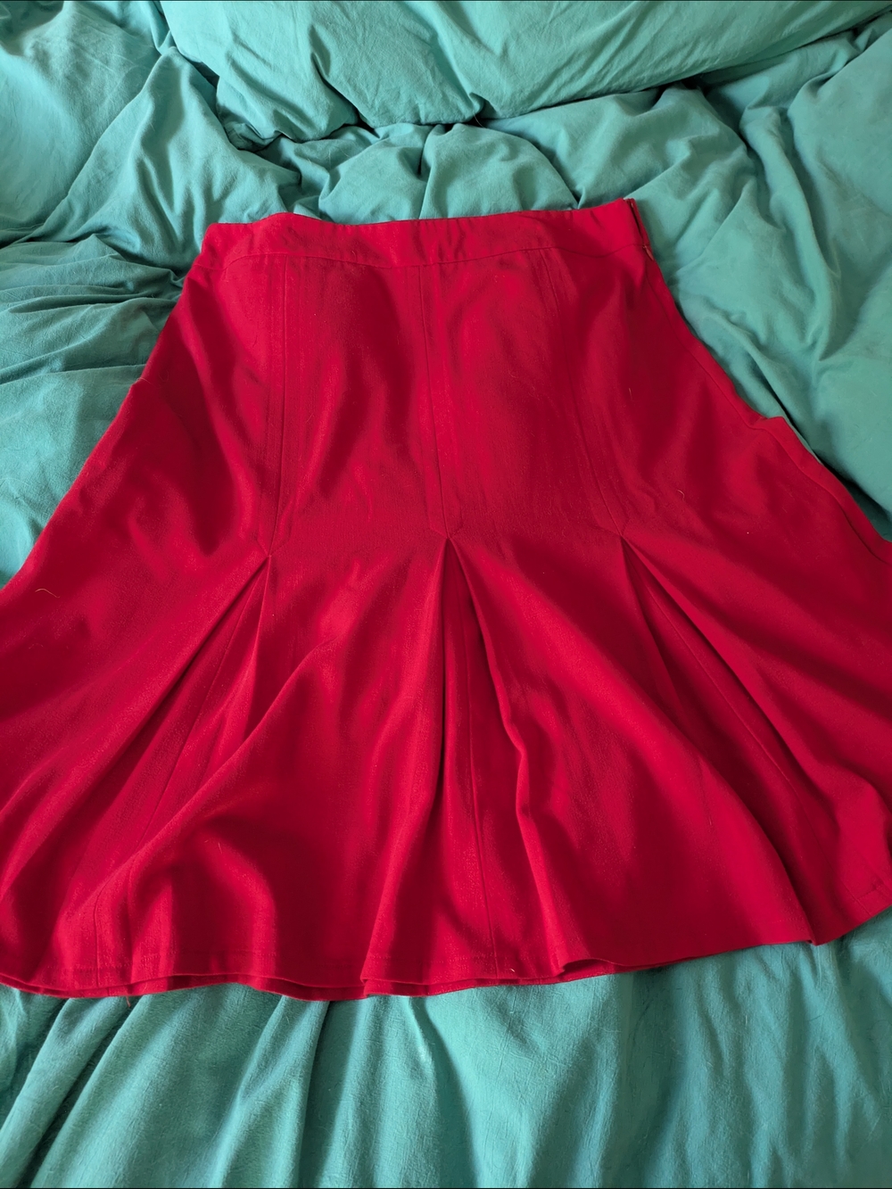 Pleated Red Skirt